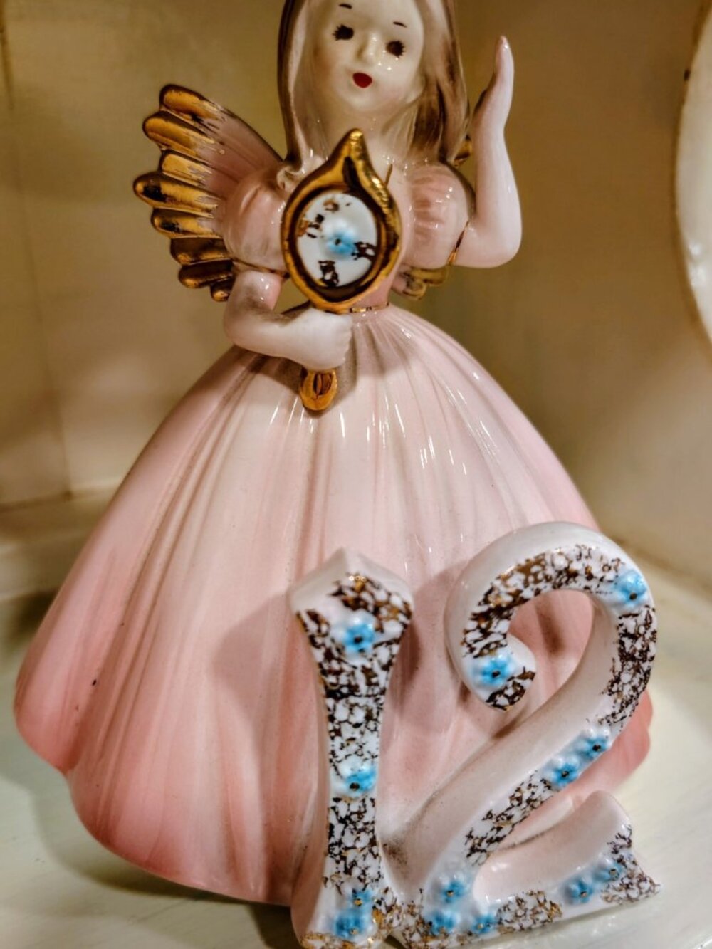 Vintage Josef Originals, Angel Girl Birthday Figurine Age 12, Porcelain EUC